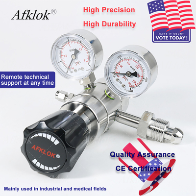 quality Regulador de presión de acero inoxidable de dos etapas de entrada 4000 salida 30psi para el suministro de gas CO2 de nitrógeno oxígeno en laboratorios factory