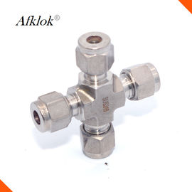 Union Cross Stainless Steel Npt Pipe Fittings With Dual Ferrule Connector